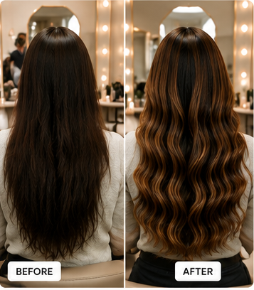 Before and after hair color