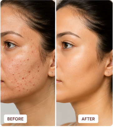 Before and after acne treatment
