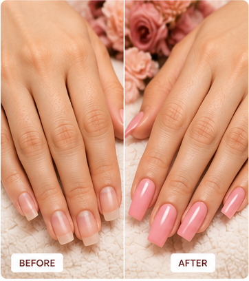 Before and after nail extension