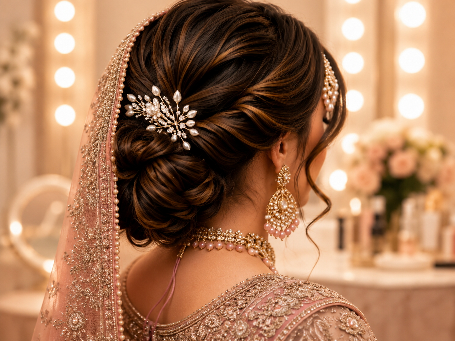 Elegant bridal hair styling